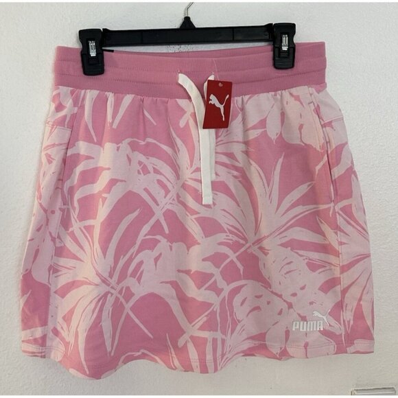 Puma Palm Resort Drawstring-Waist Skirt Women's S Pink Lilac-aop Elastic Waist - Picture 2 of 16